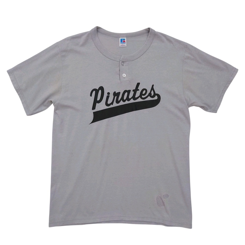 Vintage Russell Athletic Henley T-shirt Mens L Made in USA Beer League Pirates